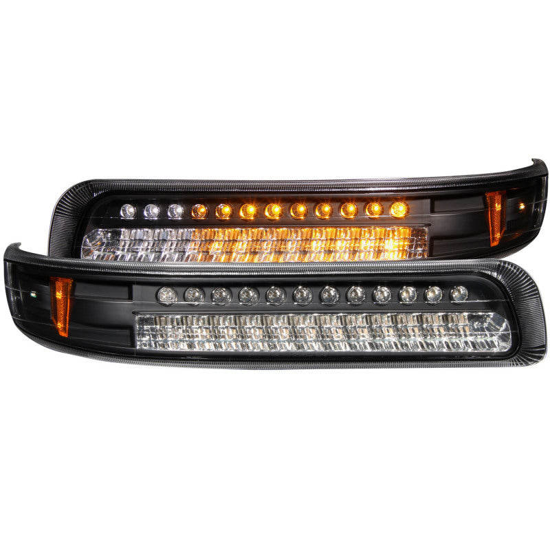 Anzo 1999-2002 Chevrolet Silverado 1500 LED Parking Lights Black w/ Amber R