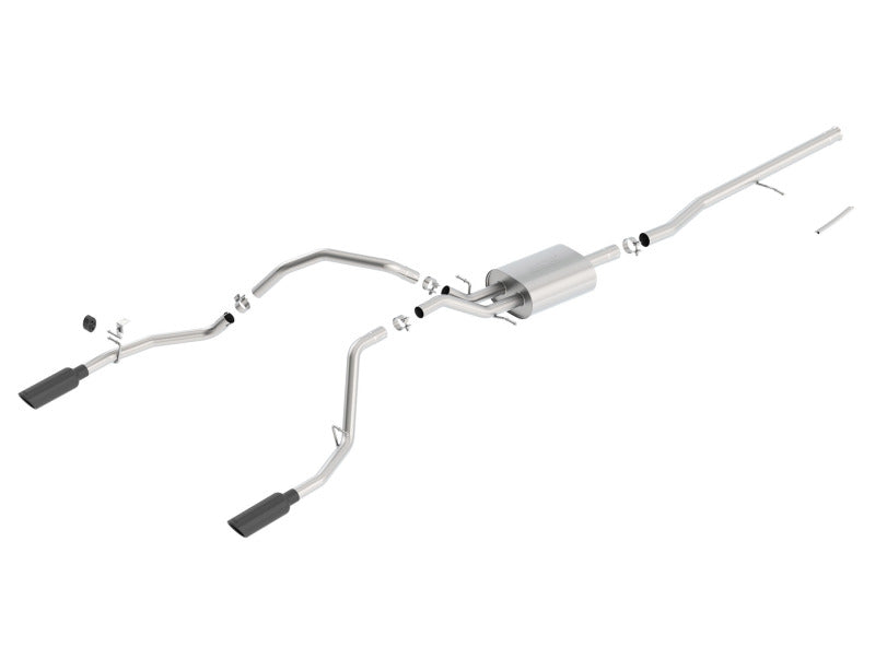Borla 14 Sierra 1500 C/B S-Type Exh/2.75in Into Dual 2.25in Out 4in Split Rear Exit-Black Chrome 140536BC