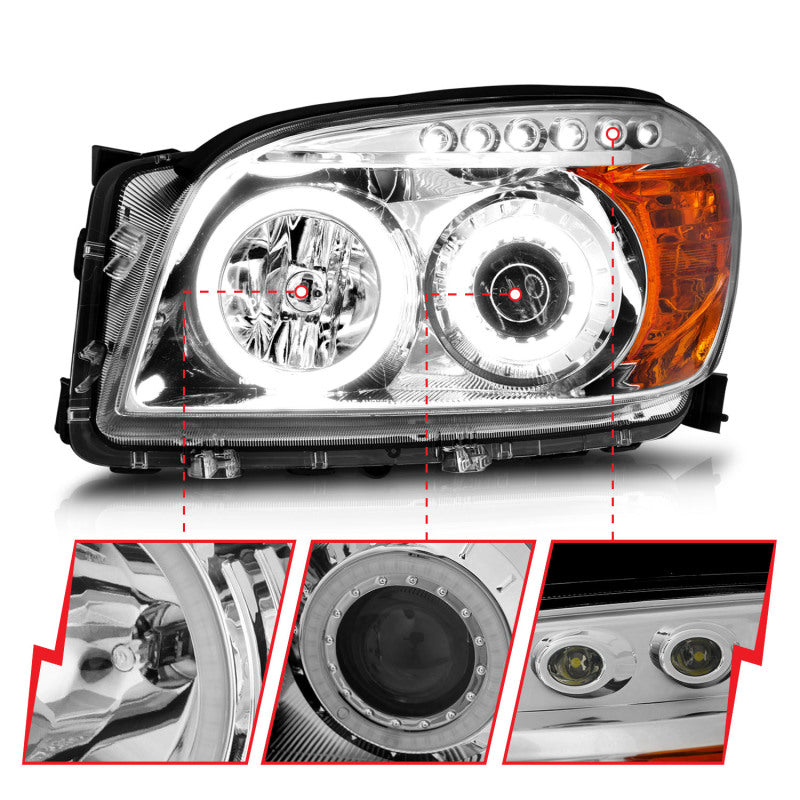 Anzo 2006-2008 Toyota Rav4 Projector Headlights w/ Halo Chrome (CCFL)