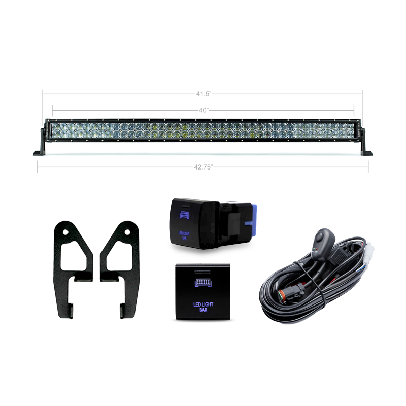 Cali Raised LED Cali Raised 2024+ Toyota Tacoma Premium Roof Rack Front Light Bar Kit - 42 In White Dual Row Oem Sw CR4108