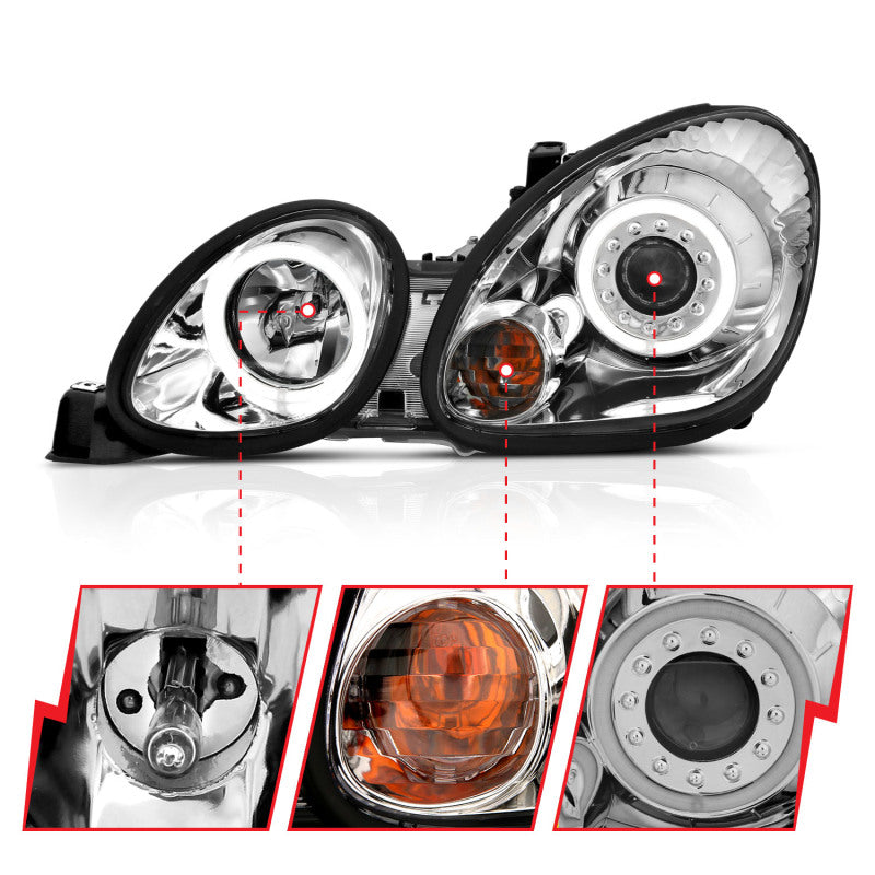 Anzo 1998-2005 Lexus Gs300 Projector Headlights w/ Halo Chrome