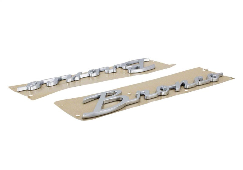 Ford Racing 21-23 Bronco Script Fender Badge - Silver M-1447-BSS