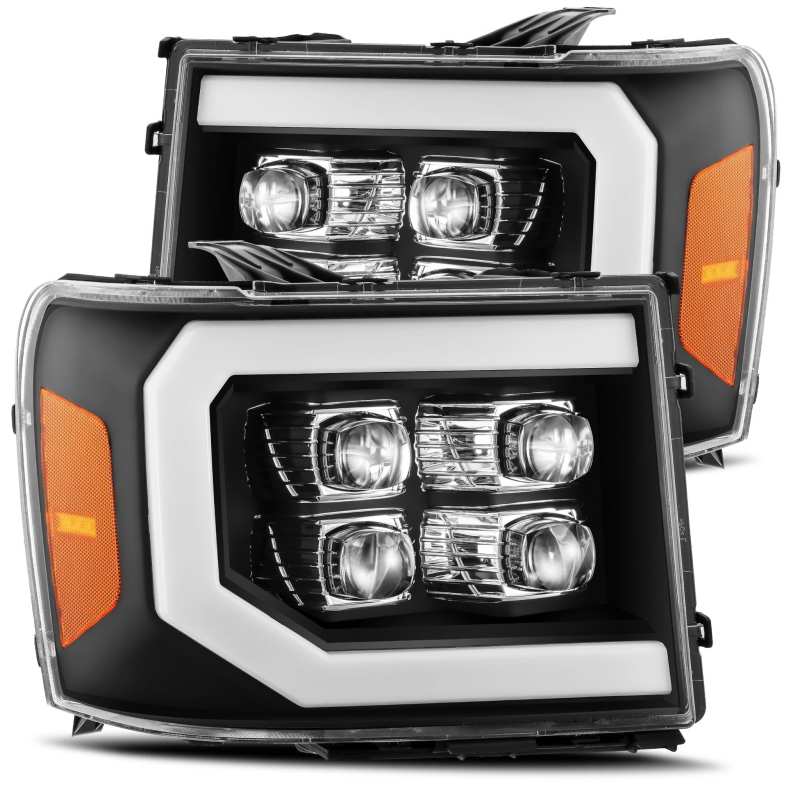 AlphaRex 07-13 GMC 1500HD NOVA LED Proj Headlight Plank Style Gloss Blk w/Activ Light/Seq Signal/DRL 880609 *Discontinued