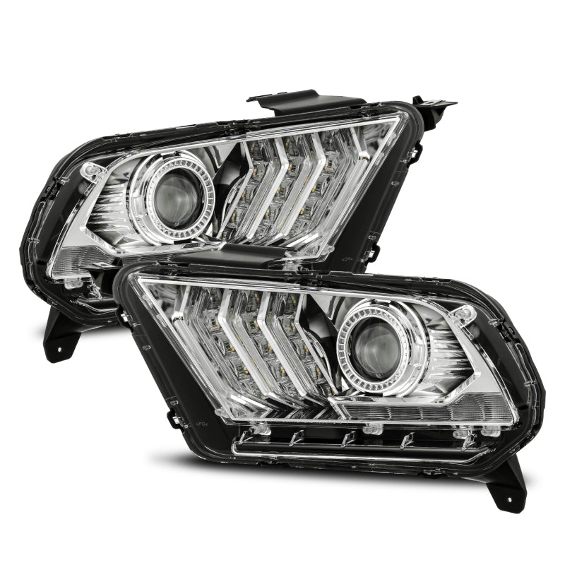 AlphaRex 10-12 Ford Mustang PRO-Series Projector Headlights Plank Style Chrome w/Top/Bottom DRL 880111 *Discontinued