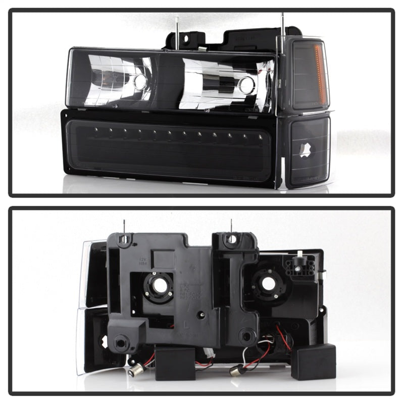 SPYDER Xtune 92-94 Blazer Full Size Corner/LED Bumper Headlights Black HD-JH-CCK88-LED-AM-BK-SET 5069542