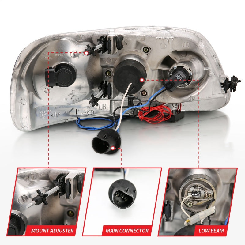 Anzo 1997.5-2003 Ford F-150 Projector Headlights w/ Halo and LED Chrome 1pc