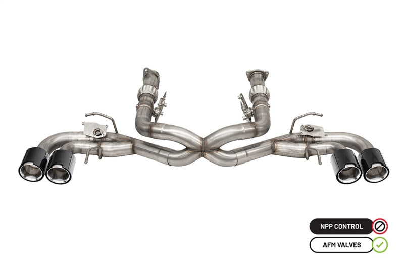 CORSA Performance Corsa 20-23 Chevrolet Corvette C8 RWD 3in Delete 4 Valve Cat-Back w/NPP w/4.5in CF Polished Tips 21106CF