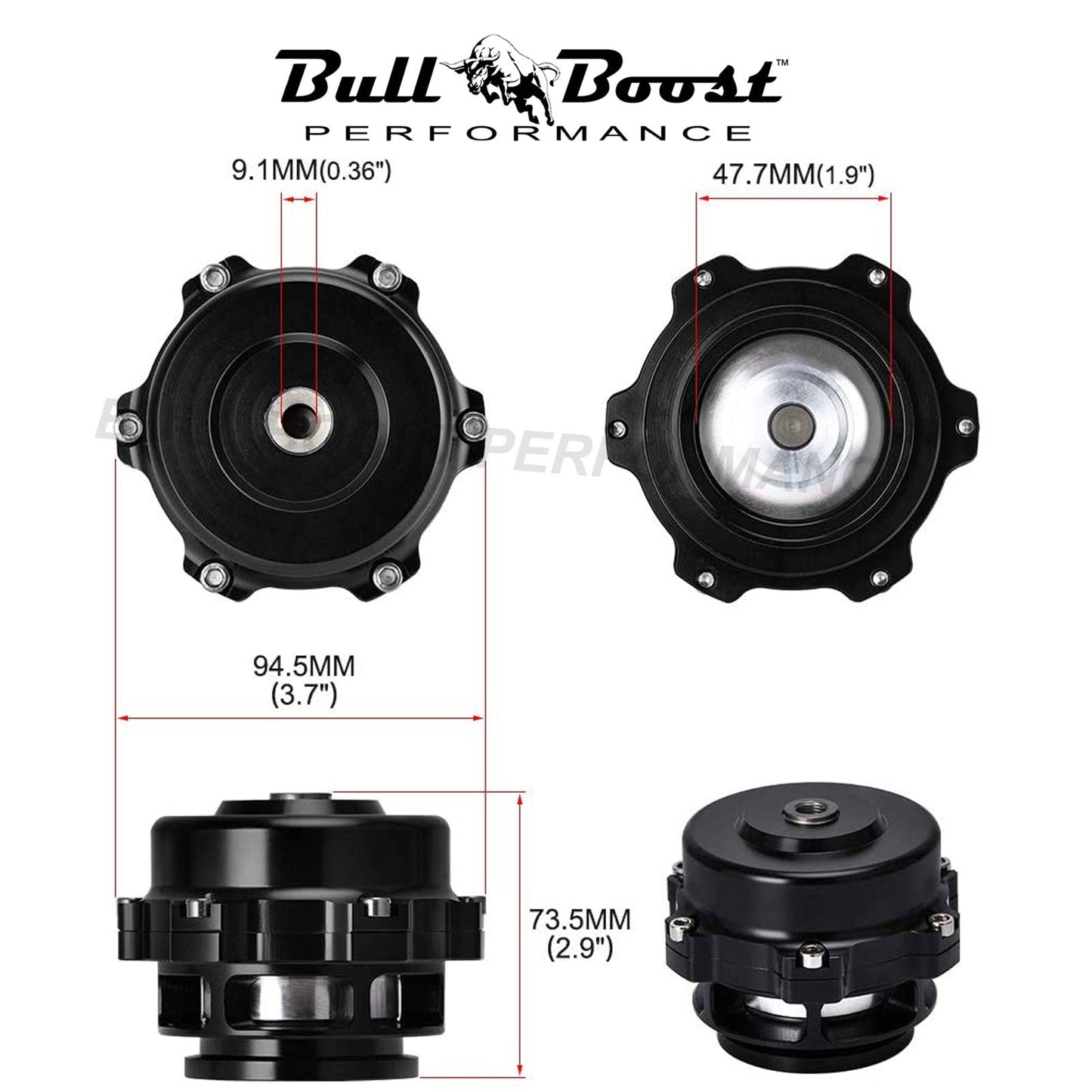 Q BV50 Black 50mm Blow Off Valve (BOV) - Up to 35PSI - 6PSI + 18PSI Springs