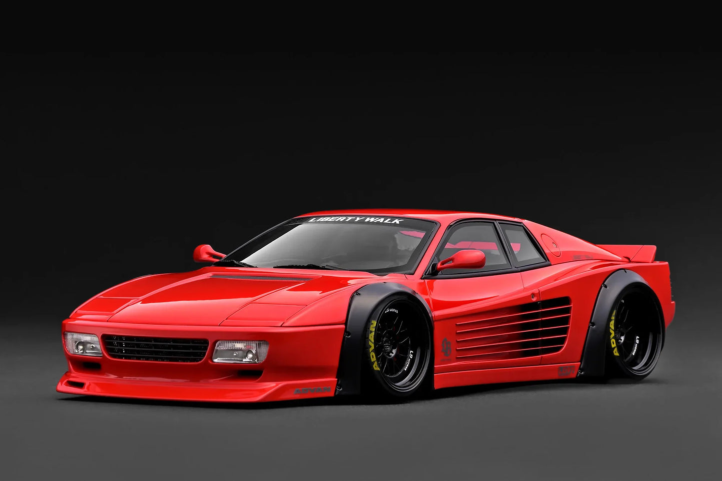 Ignition-Model Ferrari Testarossa 512 LBWK LB-Works Rosso Corsa Red w/ Black Wheels 1:18
