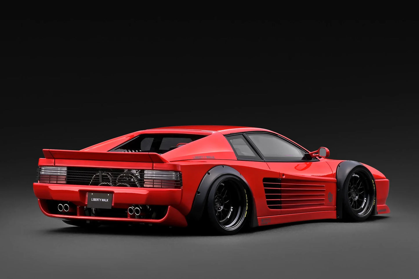 Ignition-Model Ferrari Testarossa 512 LBWK LB-Works Rosso Corsa Red w/ Black Wheels 1:18