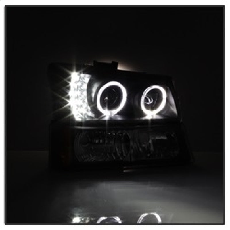 SPYDER xTune Chevy Silverado 03-06 Projector Headlights 4pcs - LED Halo - Black PRO-JH-CSIL03-SET-BK 9036774