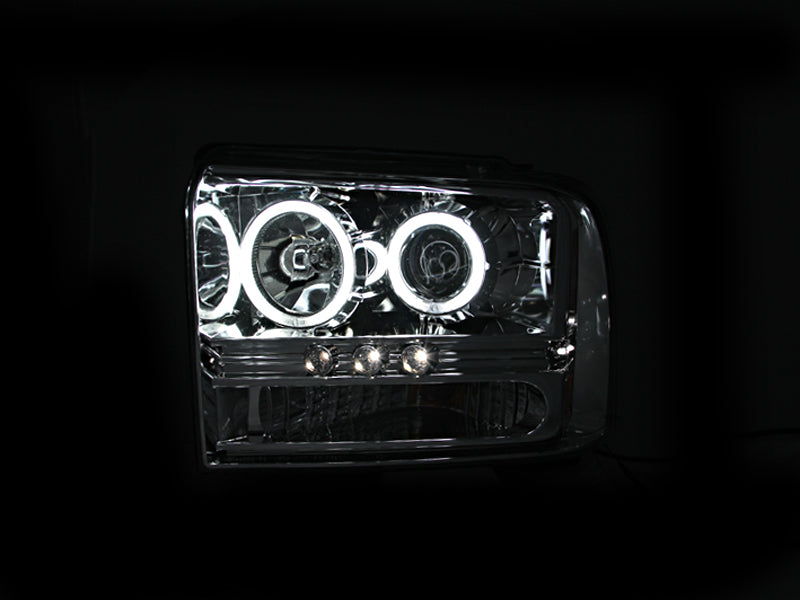 Anzo 2005-2007 Ford Excursion Projector Headlights w/ Halo Chrome w/ LED St
