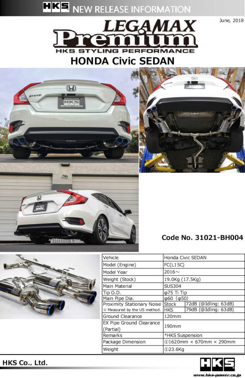 HKS Legamax Premium Honda Civic Sedan Fc