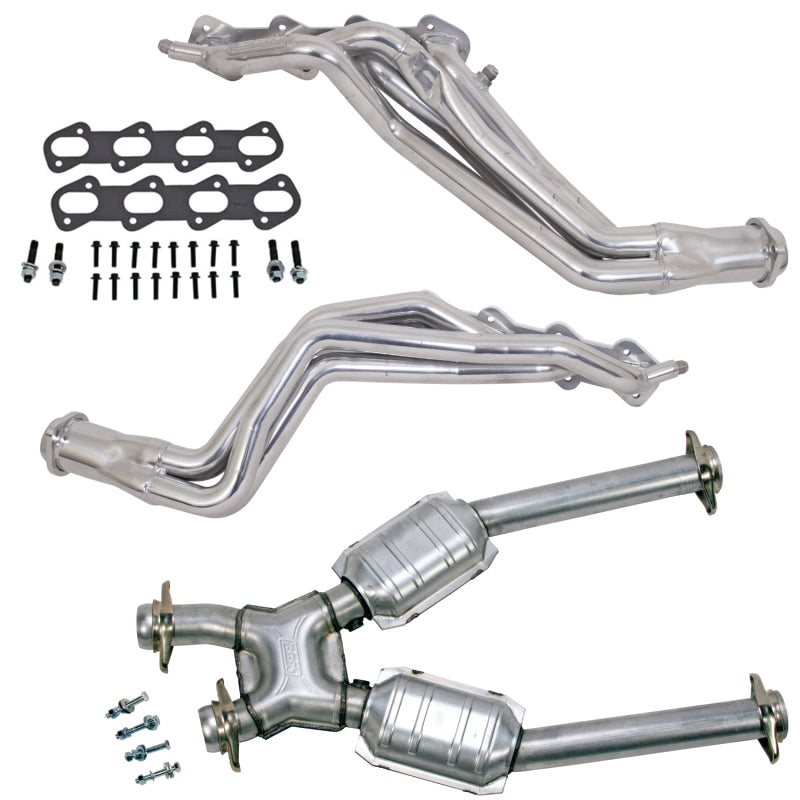 BBK 96-98 Ford Mustang Cobra 1-5/8 Long Tube Headers w/High Flow Catted X-Pipe (Silver Ceramic) 15323