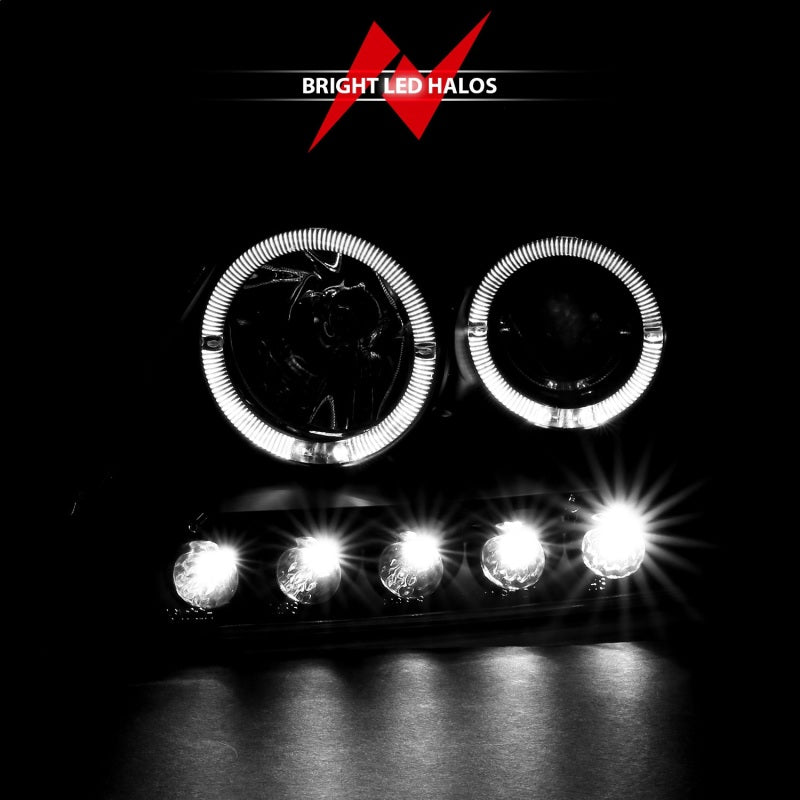 Anzo 1997.5-2003 Ford F-150 Projector Headlights w/ Halo and LED Black 1pc