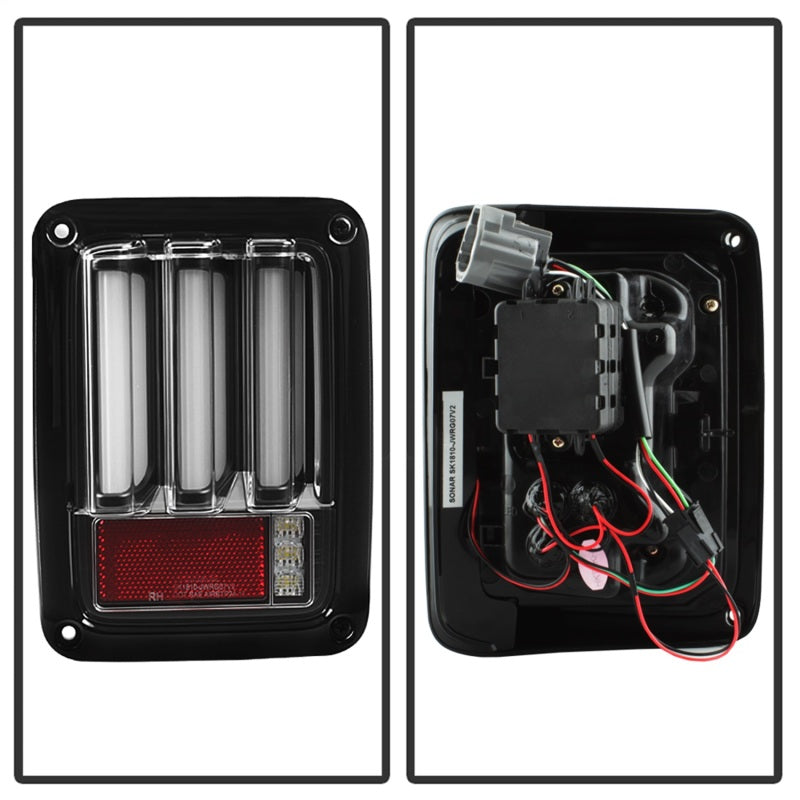 Spyder 07-16 Jeep Wrangler Version 2 Light Bar LED Tail Lights - Black (ALT-YD-JWA07V2-LBLED-BK) 5084774
