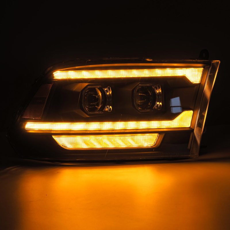 AlphaRex 09-18 Dodge Ram 2500 LUXX LED Proj Headlights Plank Style Blk w/Activ Light/Seq Signal/DRL 880558 *Discontinued