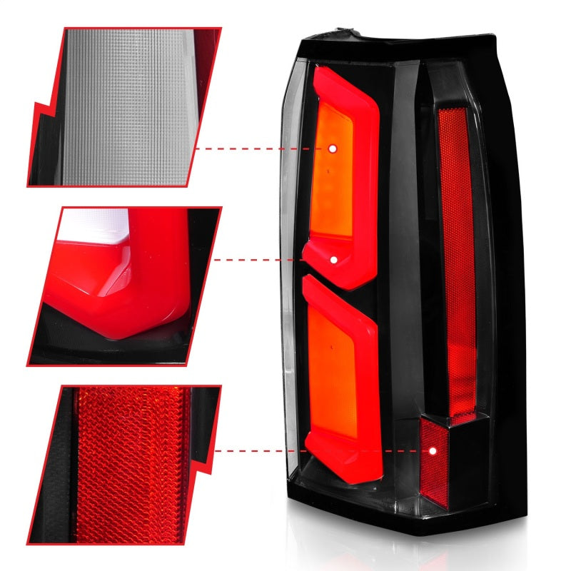 ANZO 2015-2020 Chevrolet Tahoe LED Tail Lights w/ Light Bar Black Housing Clear Lens 311374