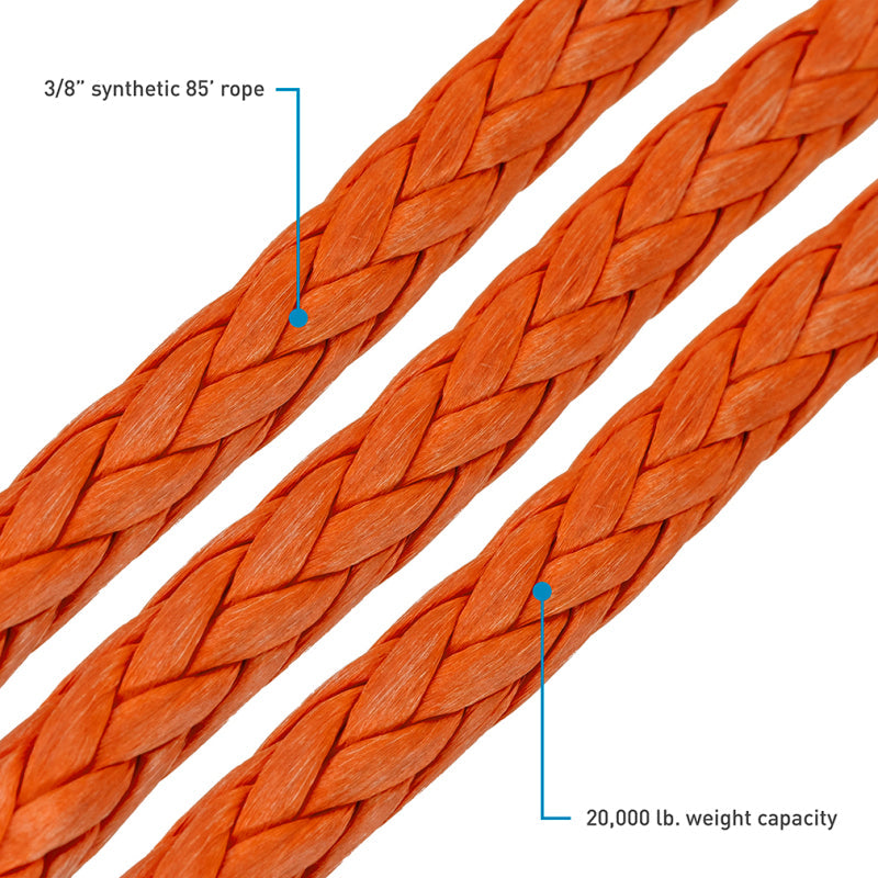 Borne Off-Road Synthetic Rope - 3/8in x 85ft - Orange BNWN-SR-38-85OR