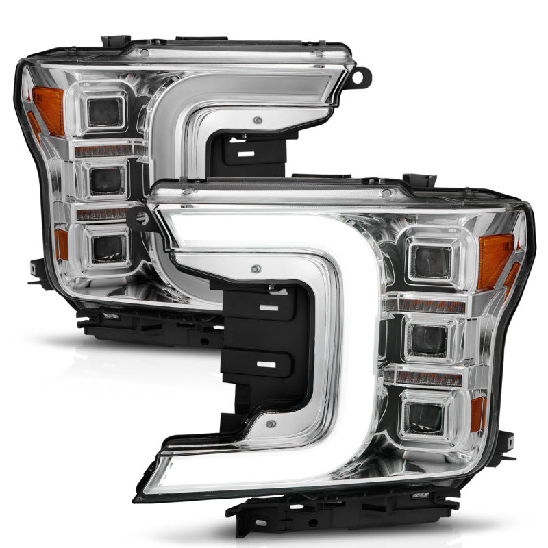 Anzo 18-20 Ford F-150 Full Led Projector Light Bar Style Headlights - Chrome Amber 111521