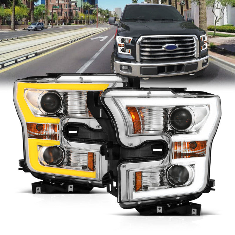 Anzo 2015-2016 Ford F-150 Projector Headlights w/ Plank Style Switchback Ch