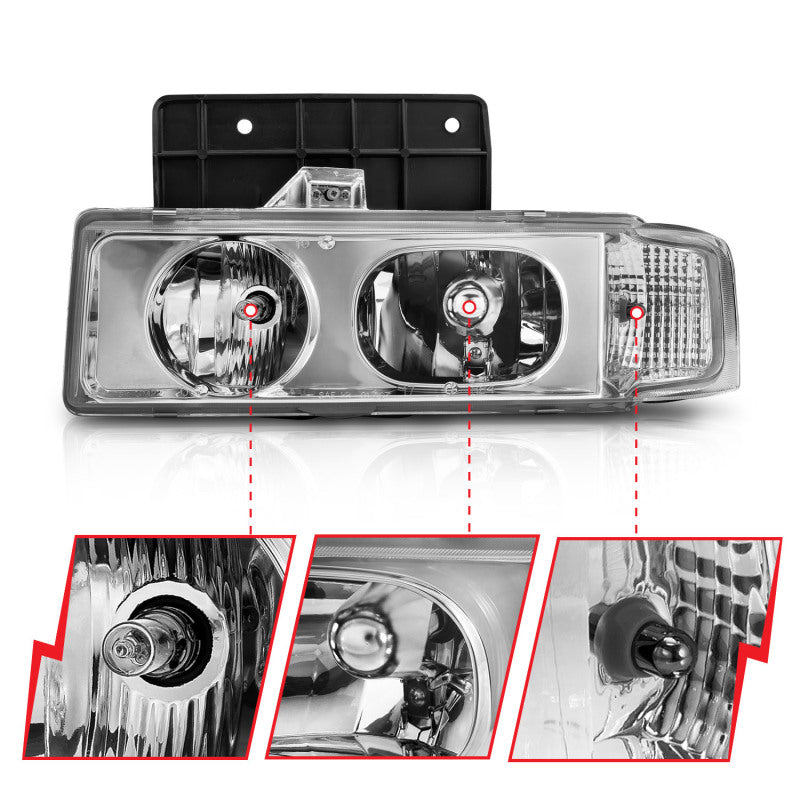 Anzo Chrome Crystal Headlights 1995-2005 Chevrolet Astro