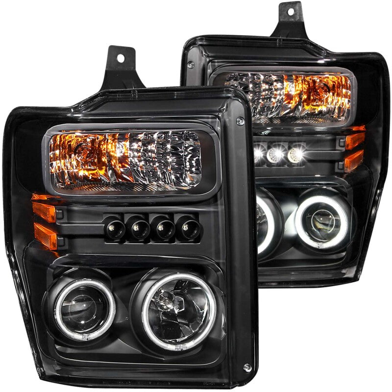Anzo 2008-2010 Ford F-250 Projector Headlights w/ Halo Black (CCFL)