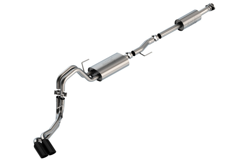Borla F-150 2021 3.3L CC SB EC STB XL/XLT/Lariat/KR/Plnm/LTD 3/2.25 DSE Cat-Back ATAK Black CHR Tips 140881BC