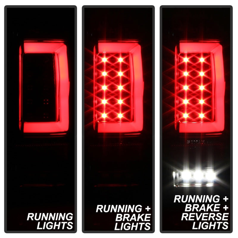 Spyder 04-08 Ford F-150 Projector Tail Lights - Light Bar DRL LED - Black ALT-YD-FF15004V2-LBLED-BK 5084170