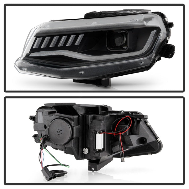 Spyder Chevy Camaro 16-18 Halogen Model Full LED Headlights Black PRO-YD-CCAM16HALAP-SEQ-BK 5087317