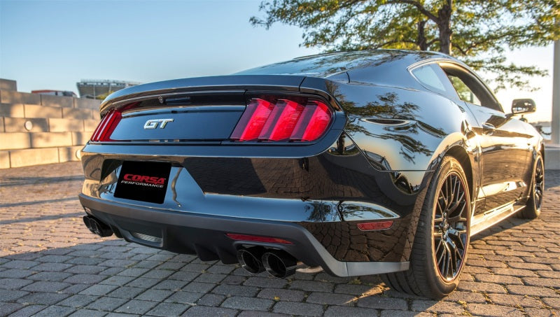 Corsa Performance 15-16 Ford Mustang GT 5.0 3in Cat Back Exhaust Black Quad Tips (Sport)