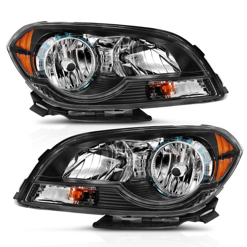 ANZO 2008-2012 Chevy Malibu Crystal Headlight Black Amber 121532
