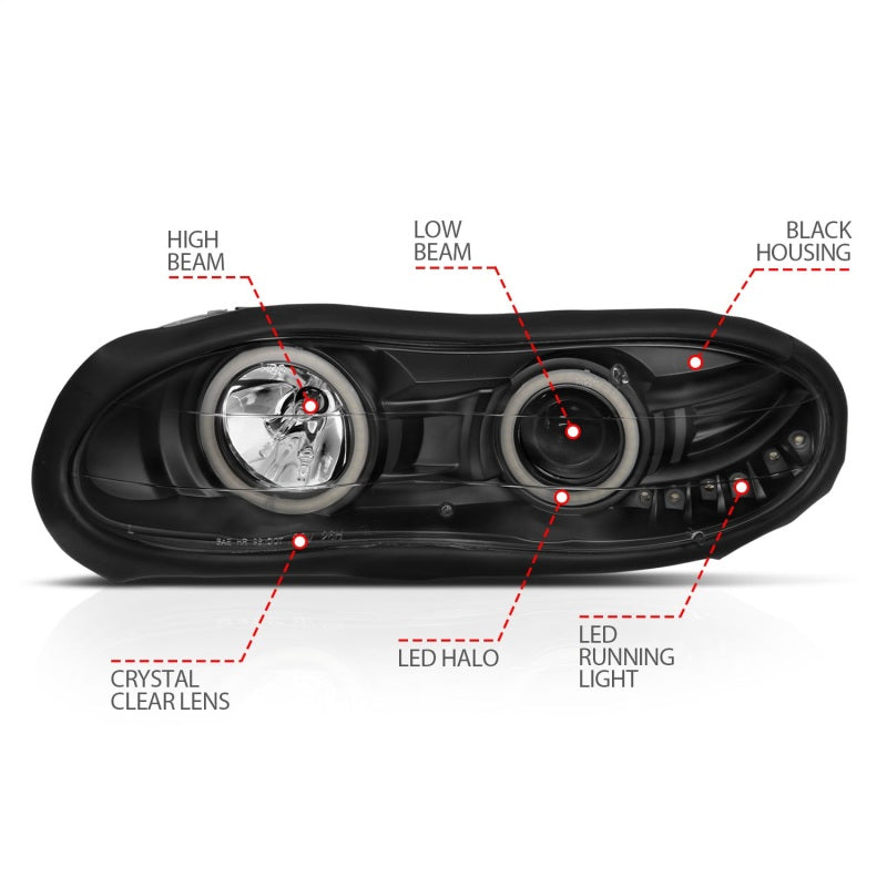 Anzo 1998-2002 Chevrolet Camaro Projector Headlights w/ Halo Black