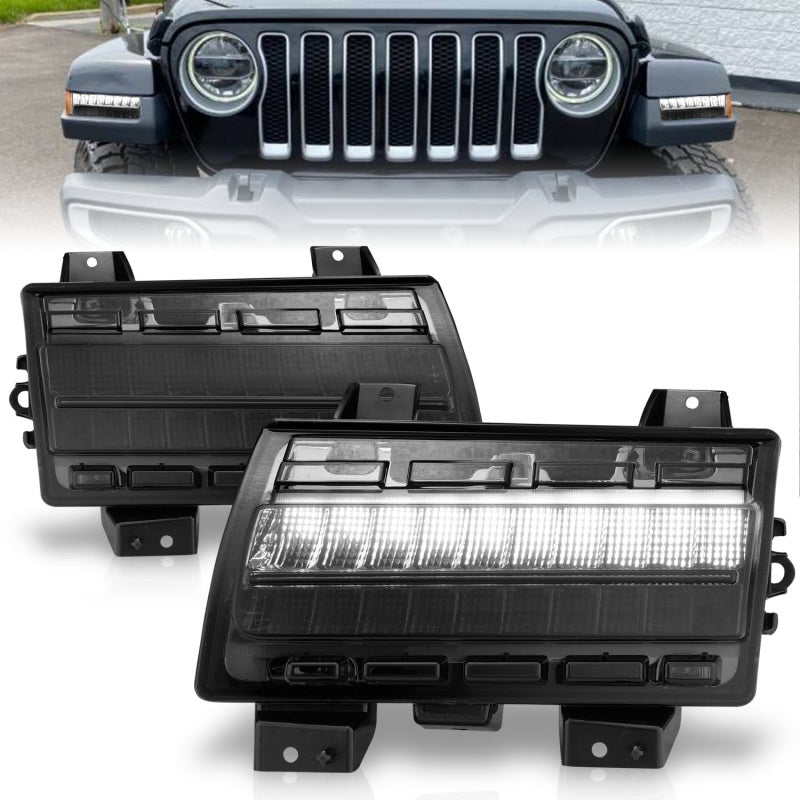 ANZO Wrangler 18-21/Gladiator 20+ LED Side Marker Lights Smoke w Sequential Signal 511088