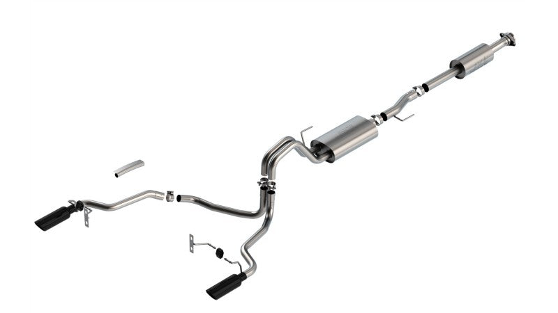 Borla F-150 2021 2.7L/3.5L 4dr CC SB EC STB Lar/KingR/Plnm/LTD 3/2.25 SRE CB Touring BLK CHR Tips 140862BC