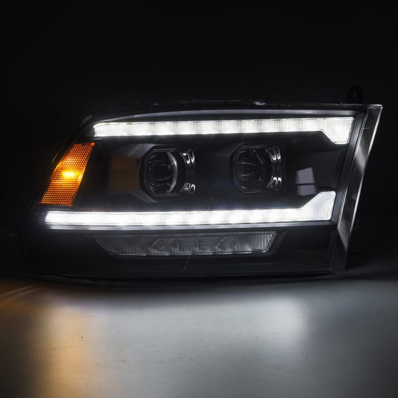 AlphaRex 09-18 Dodge Ram 2500 LUXX LED Proj Headlights Plank Style Blk w/Activ Light/Seq Signal/DRL 880558 *Discontinued
