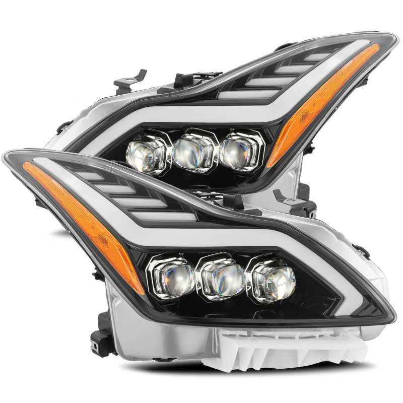 AlphaRex 08-13 Infiniti G37 NOVA LED Projector Headlights Plank Style Design Gloss Black 881982 *Discontinued