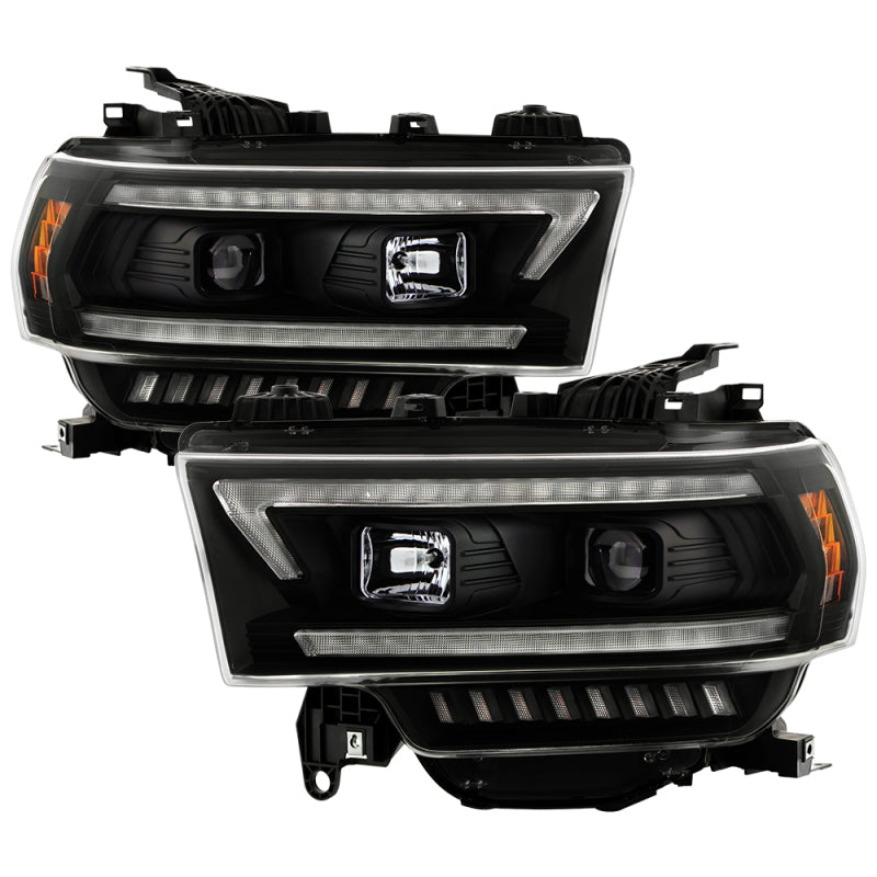 SPYDER 19-22 Dodge Ram 2500 (Halogen Only) Projector Headlights - Black PRO-YD-DR19HDHALSI-SEQ-BK 5088611