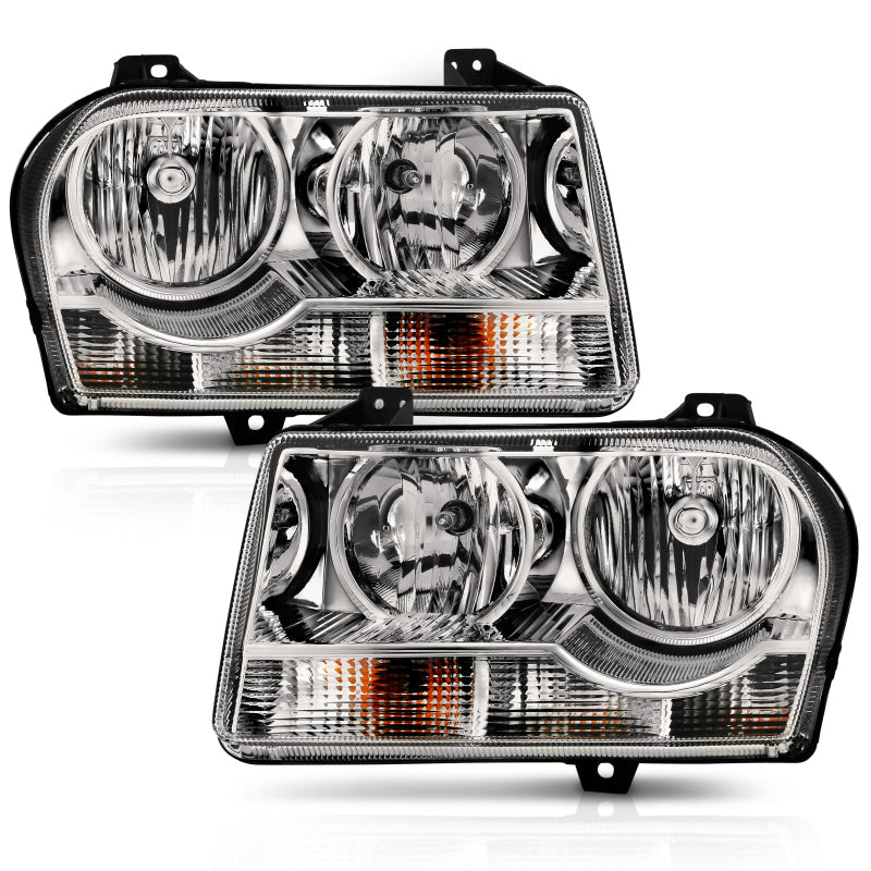ANZO 2005-2010 Chrysler 300 Crystal Headlight Chrome Amber 121529