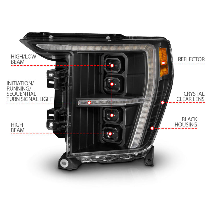 ANZO 21-23 Ford F-150 (w/Factory Halogen) Z-Series Full LED Proj Headlights - Pass. Side ONLY 111593X-R