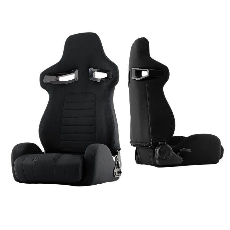 SPYDER Xtune R33 Style Racing Seat Pu Sp Fabric (Double Slider) Black/Black Passenger Side RST-R33-04-BK-PA 9933820