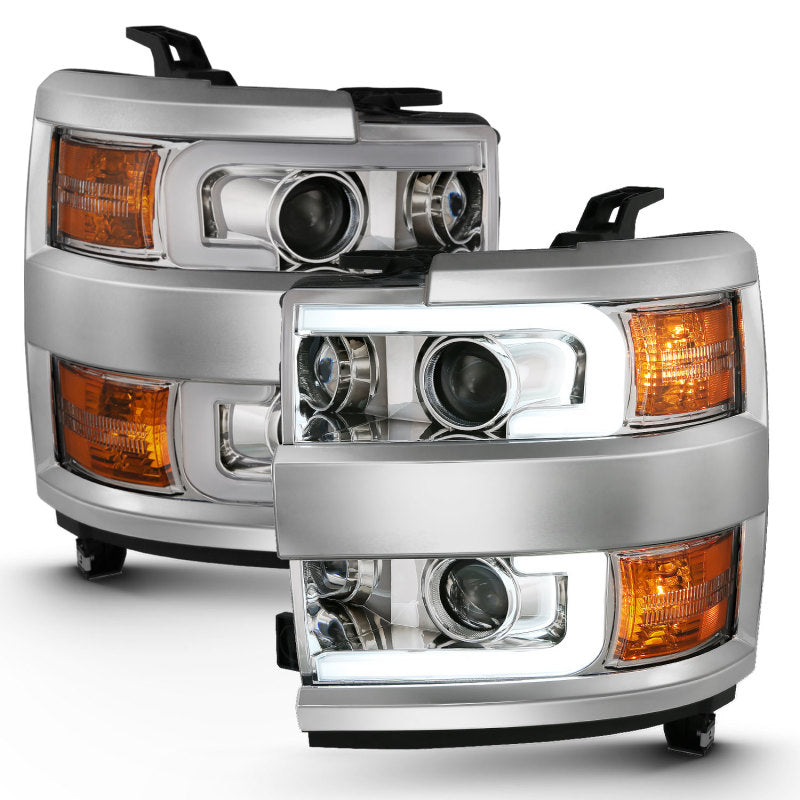 Anzo 2015-2016 Chevrolet Silverado Projector Headlights w/ Plank Style Desi
