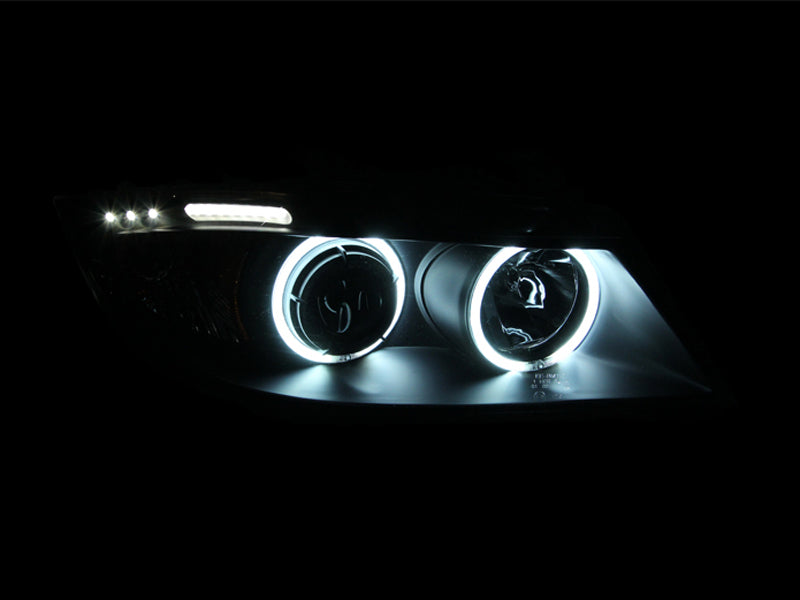 Anzo 2006-2008 BMW 3 Series E90-E91 Projector Headlights w/ Halo w/ LED Bar
