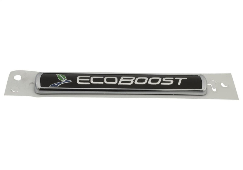 Ford Racing Black/Silver EcoBoost Emblem 3-1/2in x 9/16in - Set of 2 M-1447-EBBLK