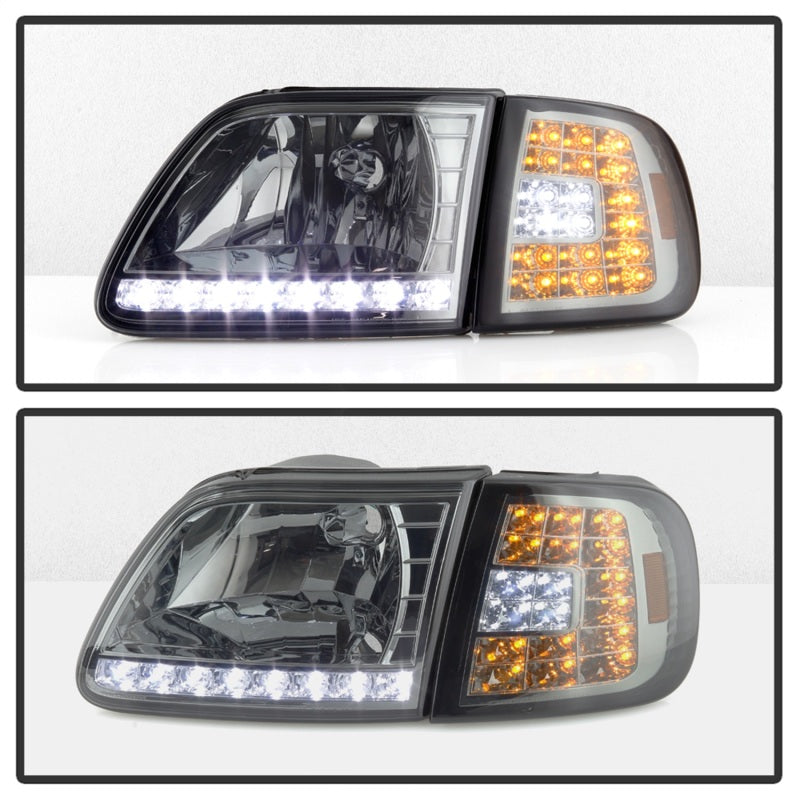 SPYDER Xtune Ford F150 97-03 Crystal Headlights w/ Clear LED Corners Smoke HD-ON-FF15097-LED-SET-SM 5014801