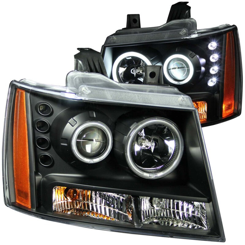 Anzo 2007-2013 Chevrolet Avalanche Projector Headlights w/ Halo Black(CCFL)