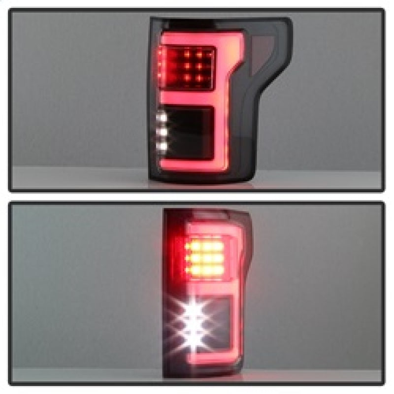Spyder 15-18 Ford F-150 Light Bar LED Tail Lights (w/Blind Spot) - Black (ALT-YD-FF15015BS-LBLED-BK) 5085313