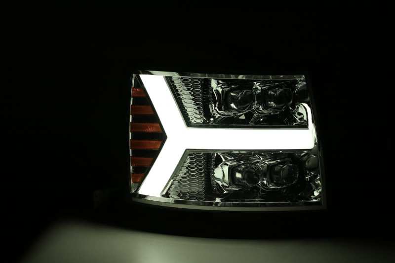 AlphaRex 07-13 Chevy 1500HD NOVA LED Proj Headlights Plank Style Chrm w/Activ Light/Seq Signal 880207 *Discontinued