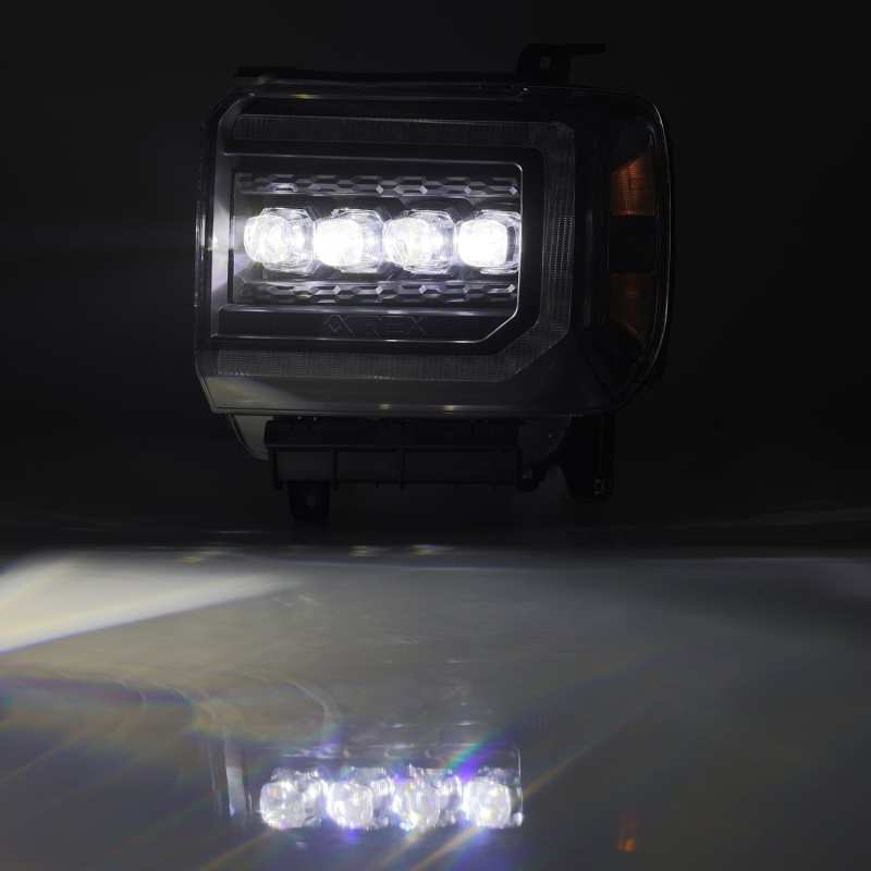 AlphaRex 14-18 GMC Sierra NOVA LED Proj Headlights Plank Style Black w/Activ Light/Seq Signal/DRL 880617 *Discontinued
