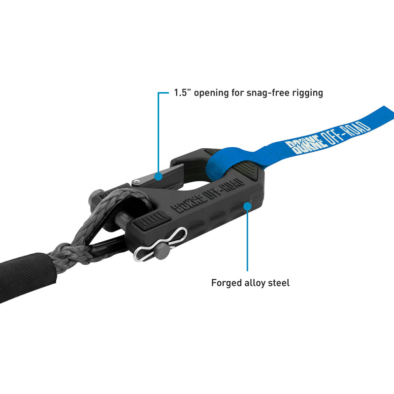 Borne Off-Road Winch Hook - 3/8in Rope - Hand Strap - Grey BNWN-SR-38-85KGR